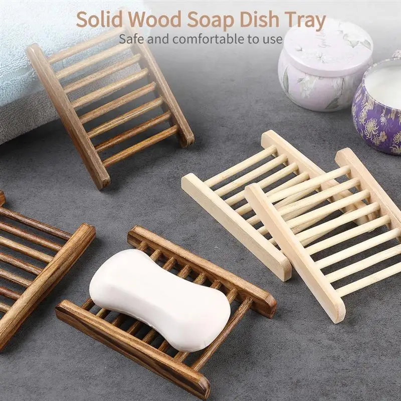 50Pcs Wooden Soap Dish Bathroom Wooden Soap Holder Saver Wooden Hand Craft Soap Case For Shower Bathroom Bathtub Kitchen Sinks