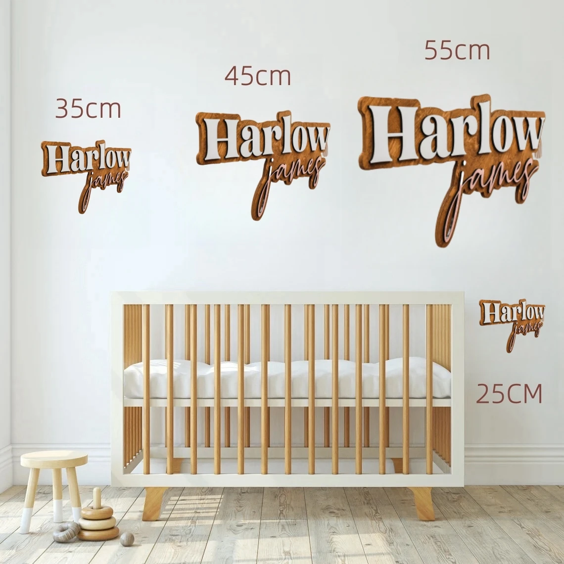 Benutzerdefiniertes 3D-Namensschild, personalisiertes Boho-Namensschild für Kinderzimmer, lasergeschnittenes Namensschild aus Holz, individuelles Namensschild für Babyparty-Geschenk, Umriss-Namensschild