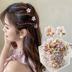 5Pcs/Set Girls Cute Colorful Hair Clips Flower Small Hair Claw Kids Sweet Hairpins Crab Hair Clip Women Fashion Hair Accessories