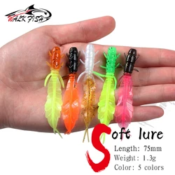 WALK FISH 5pcs Soft Trout Lure Silicone Bait Artificial Worm Baits 75mm 1.3g Wobbler Swimbait Pesca Artificial Leurre Souple