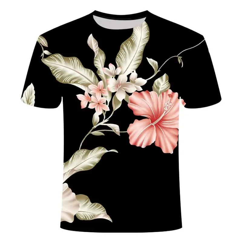 Men's T-shirt Leopard Flower Personalized Selling Point O-Neck 3D Fashion Hip Hop Short Sleeve Creative High Quality Large Top