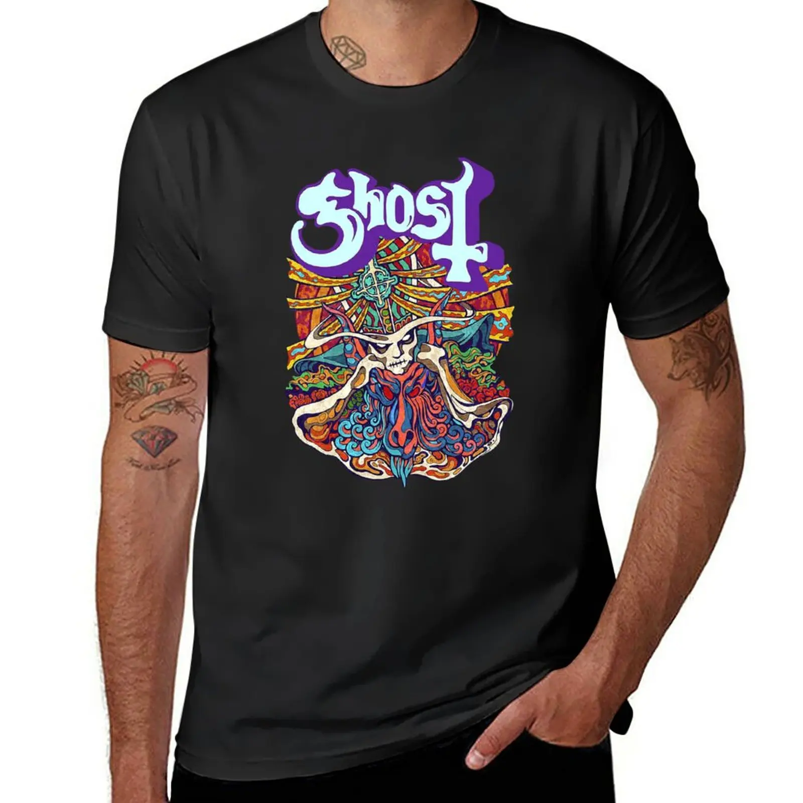 

New Official-Ghost-Panic-Satanic T-Shirt Short sleeve tee graphic t shirt summer tops black t shirts funny t shirts for men