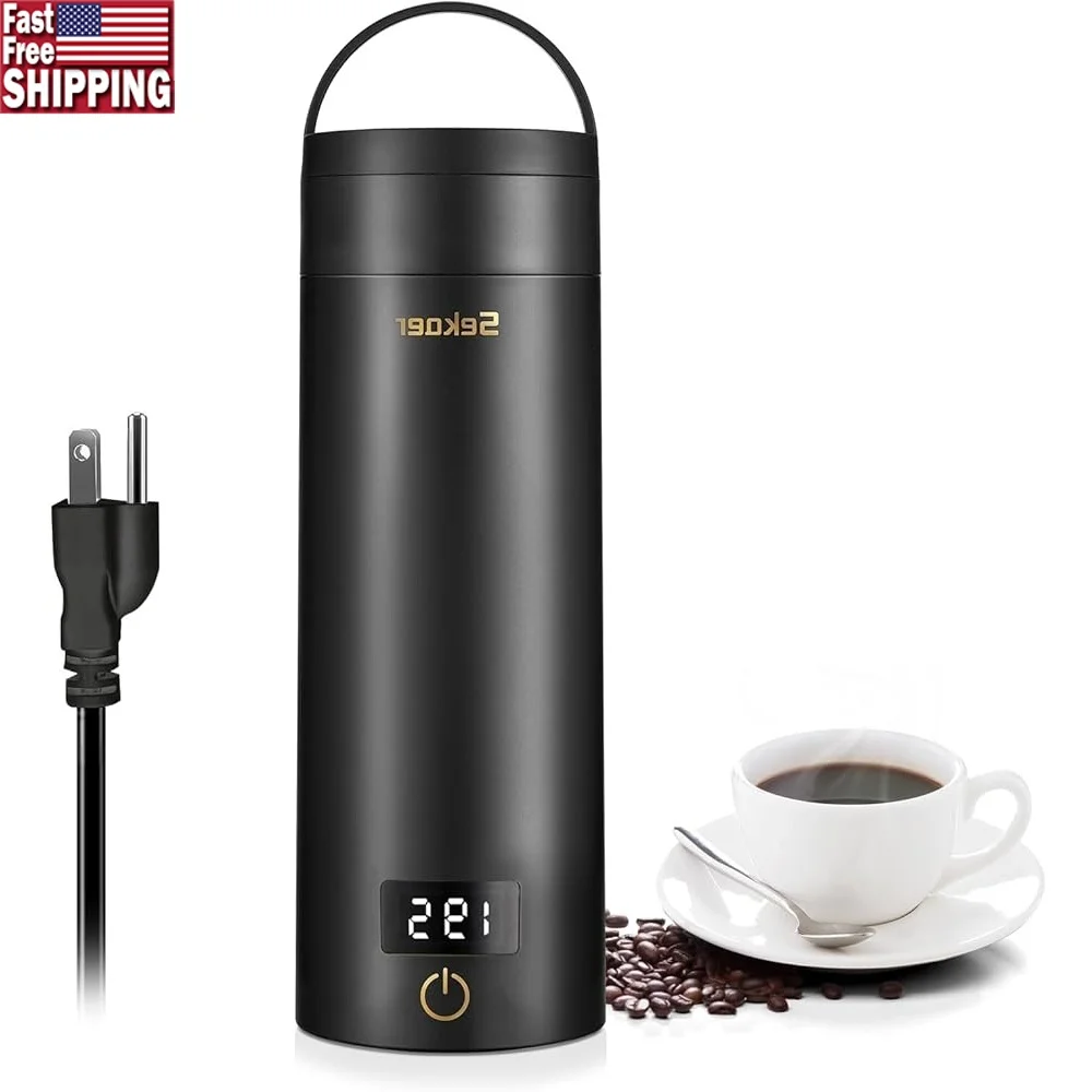 

Portable Electric Tea Kettle Mini Coffee Warmer with Smart Temperature Control Rapid Boil Double Wall Stainless Steel Travel