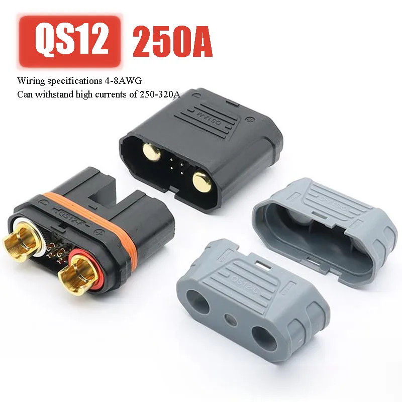 250A Anti Spark Male Female Plug QS12-S High Current Heavy Duty Power Lithium Battery Connector for Aircraft Model Car Start