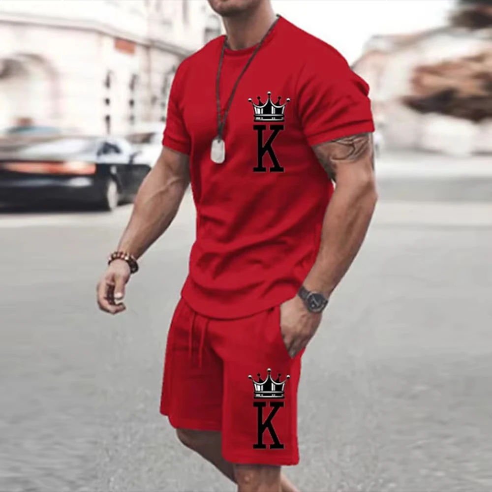 New Summer Men's Tshirt Set Sports Running Set Oversized Men's Refreshing Top 3D Pattern Women Tshirt Set Men Tracksuit Set