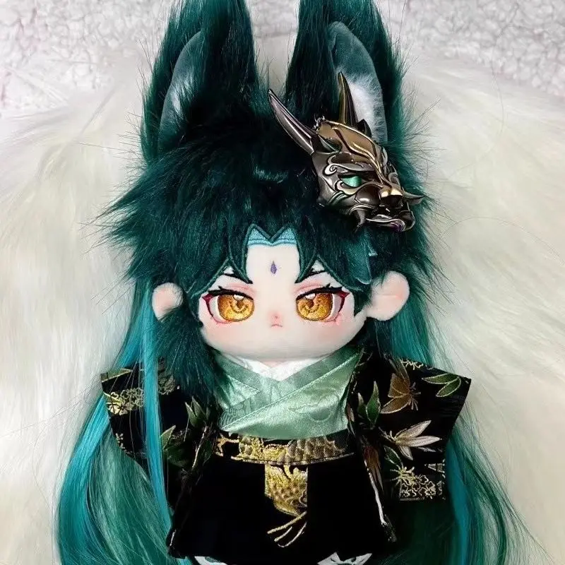 

20cm Game Genshin Impact Xiao Plushie Stuffed Dress up Doll With Ear and Tail Plush Doll Body Toys Collectible Figure Gifts