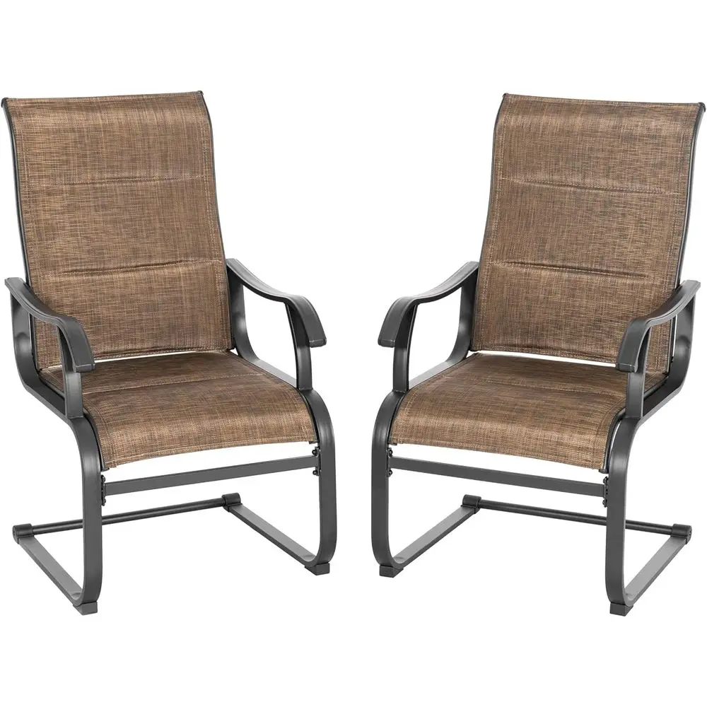 

2-Piece Weather-Resistant Outdoor Dining Chair Set with Cushioned Textilene Fabric, Ideal for Patio, Lawn, Deck in Brown
