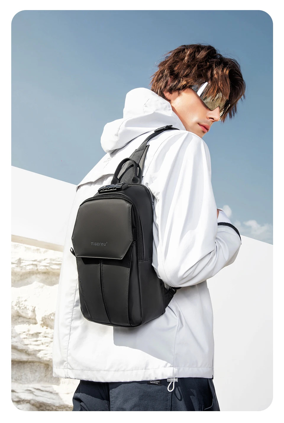 Tigernu Brusttasche für Herren, 9,7 Zoll, IPad-Tasche, koreanischer Stil, Umhängetasche, wasserdichte Umhängetasche, Anti-Diebstahl-Tasche für Herren, TSA – Detail 14