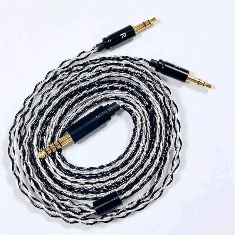 XINHS 8 strands of silver and black single crystal copper silver-plated Hefei Mann headphone cable