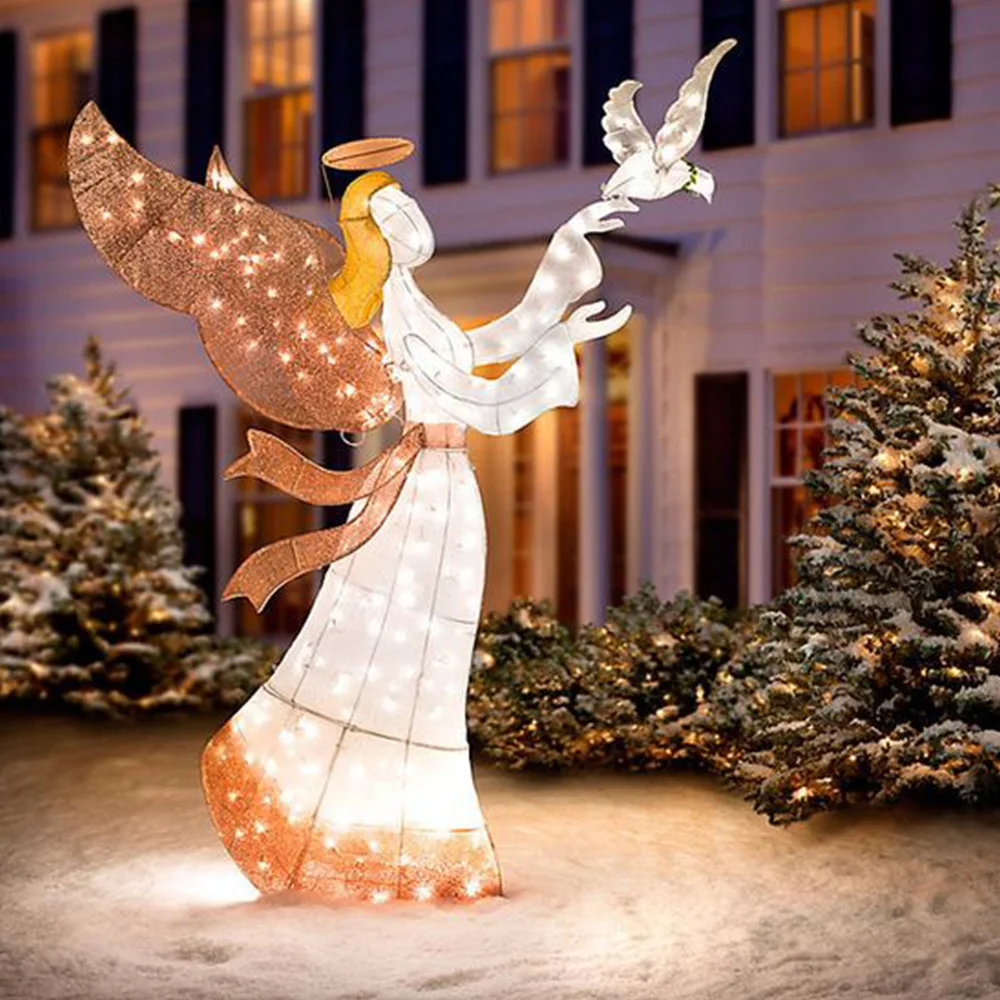 2023 Newest Design for Garden Decoration PVC Colorful Led Angel Light Outdoor Giant Xmas Decoration