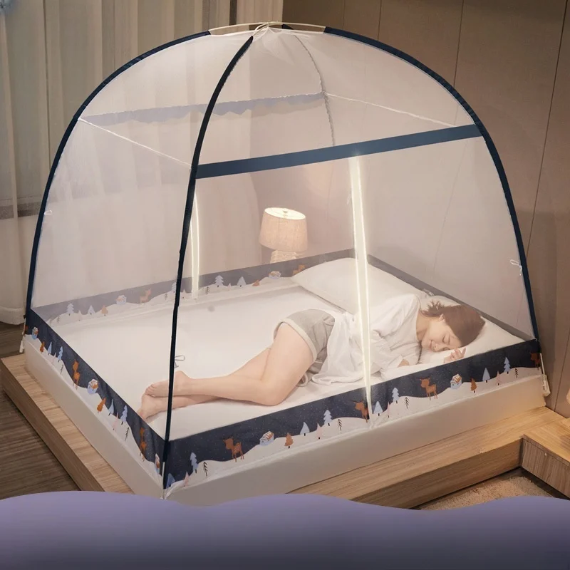 

Household Double-door Folding Mosquito Net Without Installation Yurt Mosquito Nets Single Dormitory Home Mosquito Pratical