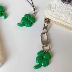 Lucky Four-Leaf Clover Key Chain for Women Creative Mobile Phone Chain Lanyard Bag Pendant Camera Hanging Charms Gifts Keyring