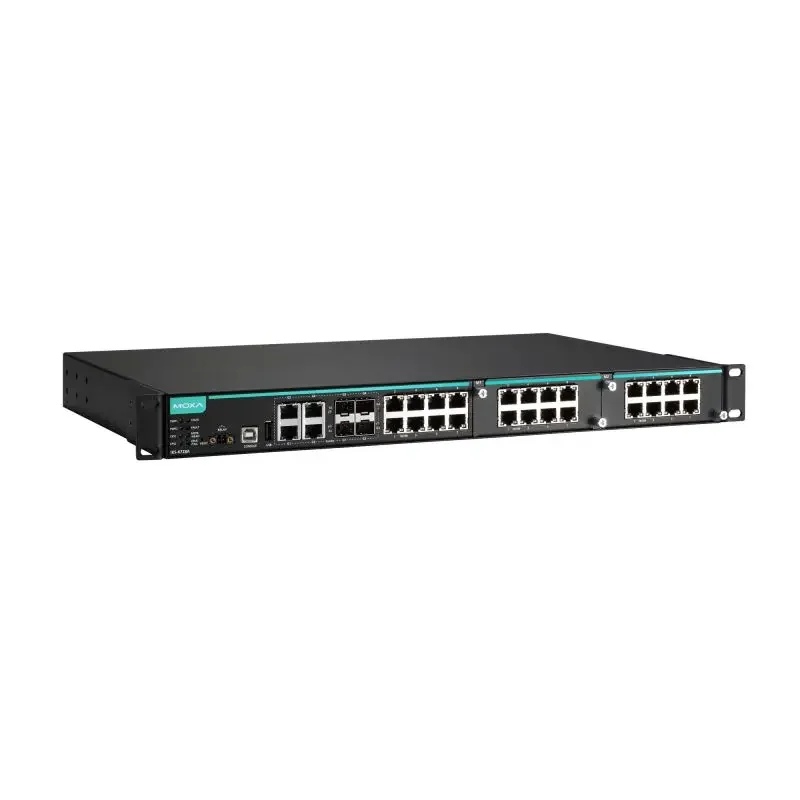 MOXA IKS-6728A-4GTXSFP-HV-HV-T 24 4G-Port Gigabit Modular Managed PoE Industrial Ethernet Switch