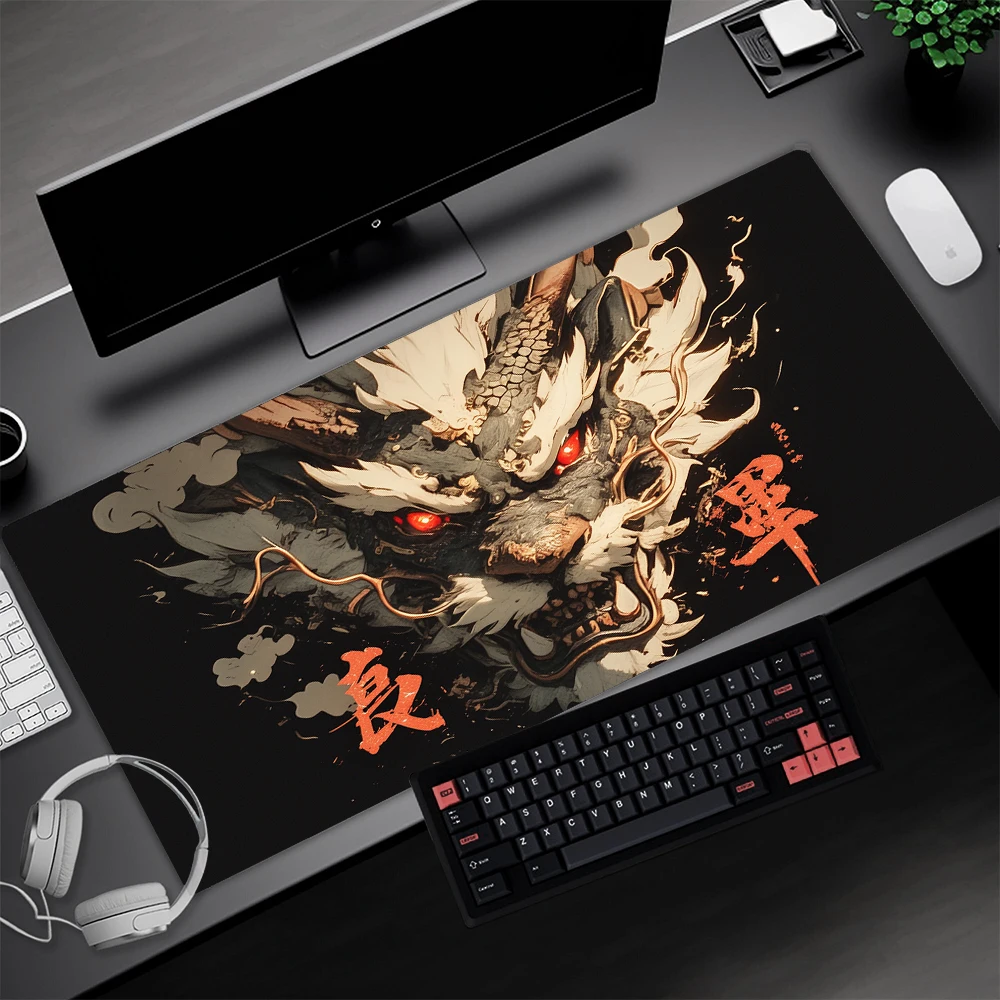 Mousepad Dragon Desktop Accessories Anime Rug Keyboard Support Mouse Pad 100x50 Extra Large Gamer Mausepad Black Deskmat Japan