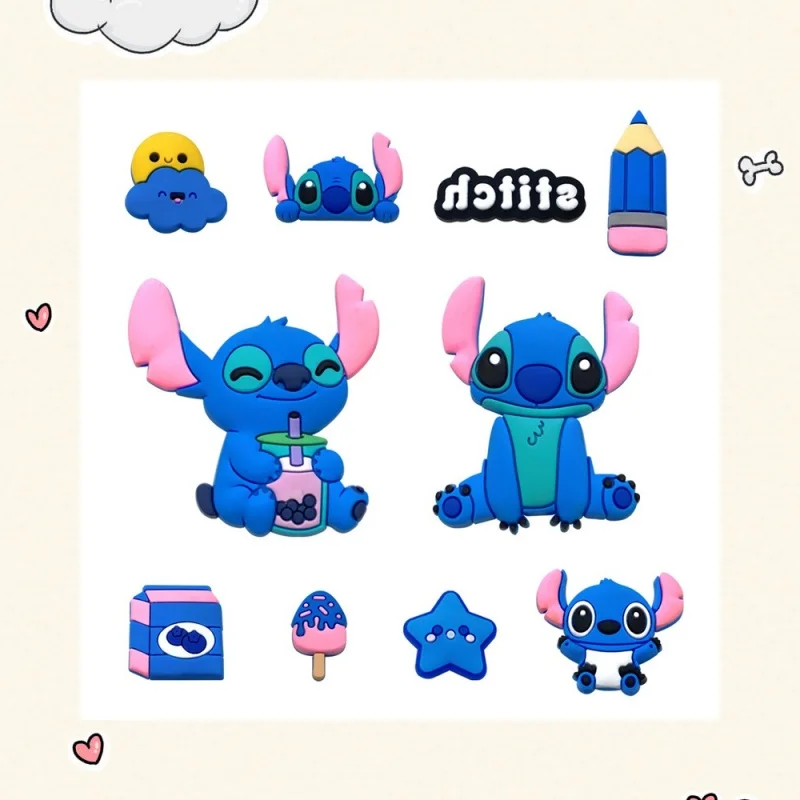 

10Pcs Lilo & Stitch PVC cartoon Crocodile charms shoes for kids buckle clogs DIY cute holiday gifts Cartoon Shoe Accessories