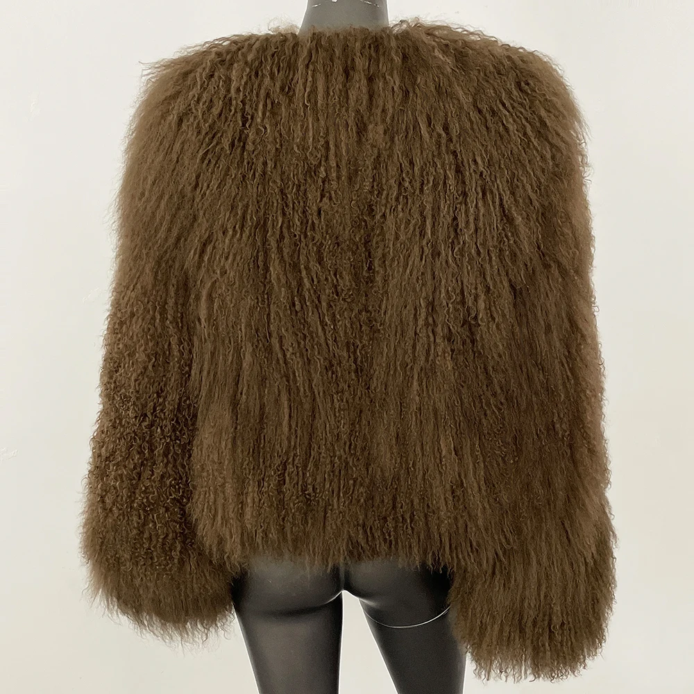 MENINA 2025 ใหม่ฤดูหนาวWarmมองโกเลียแกะขนสัตว์เสื้อแจ็คเก็ตผู้หญิงOuterwear Plusขนาดสีน้ําตาลเข้มแกะผู้หญิงเสื้อขนสัตว์จริง