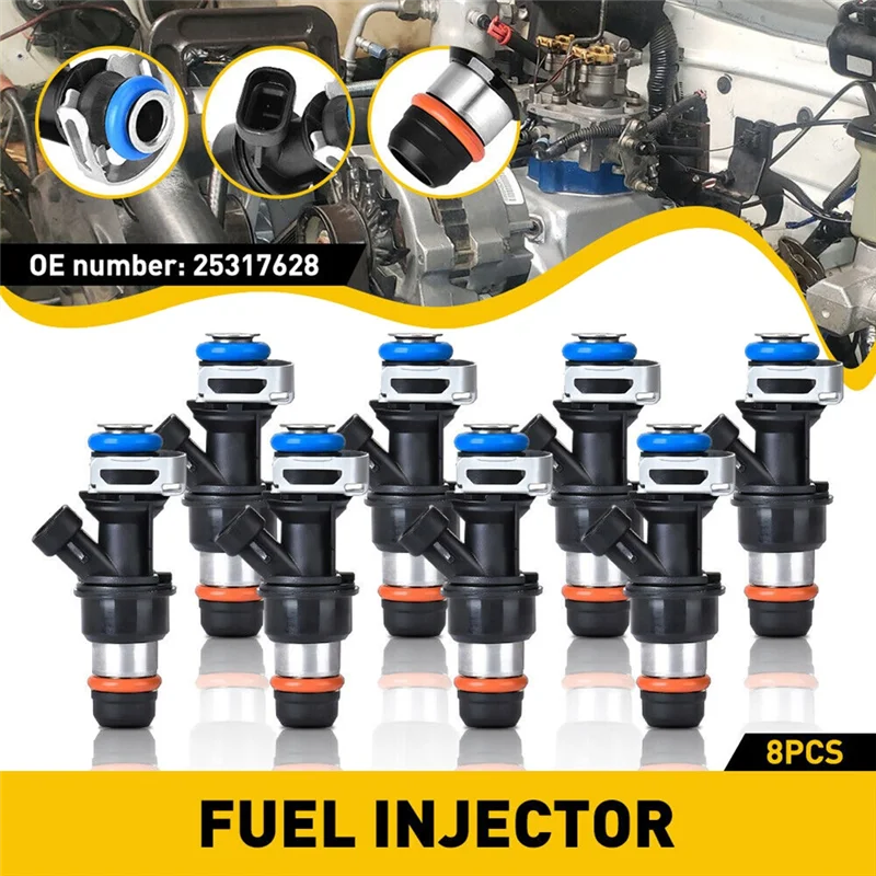 8Pcs Fuel Injectors for 99-07 Chevy Silverado GMC SIERRA YUKON 4.8 5.3 6.0 25317628 25323974