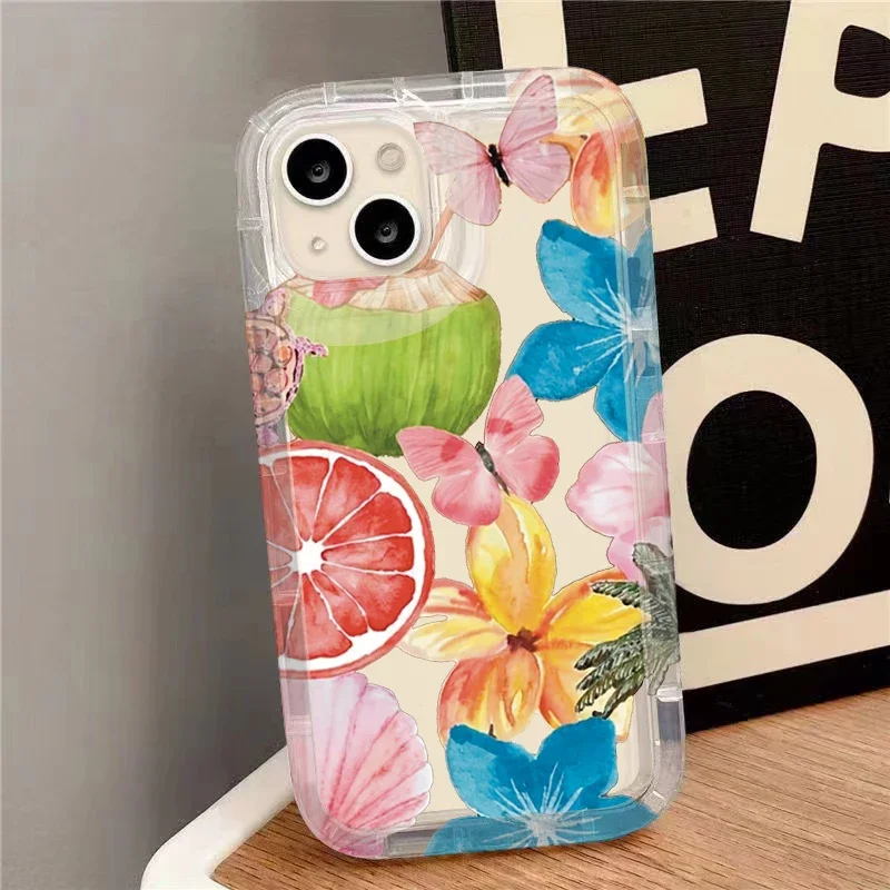 الملونة جوز الهند الأزهار تصميم واضح غطاء من السيليكون لسامسونج غالاكسي A05 A05S A53 A34 A24 A14 A13 A23 A33 A73 A32 A52 A52S A72