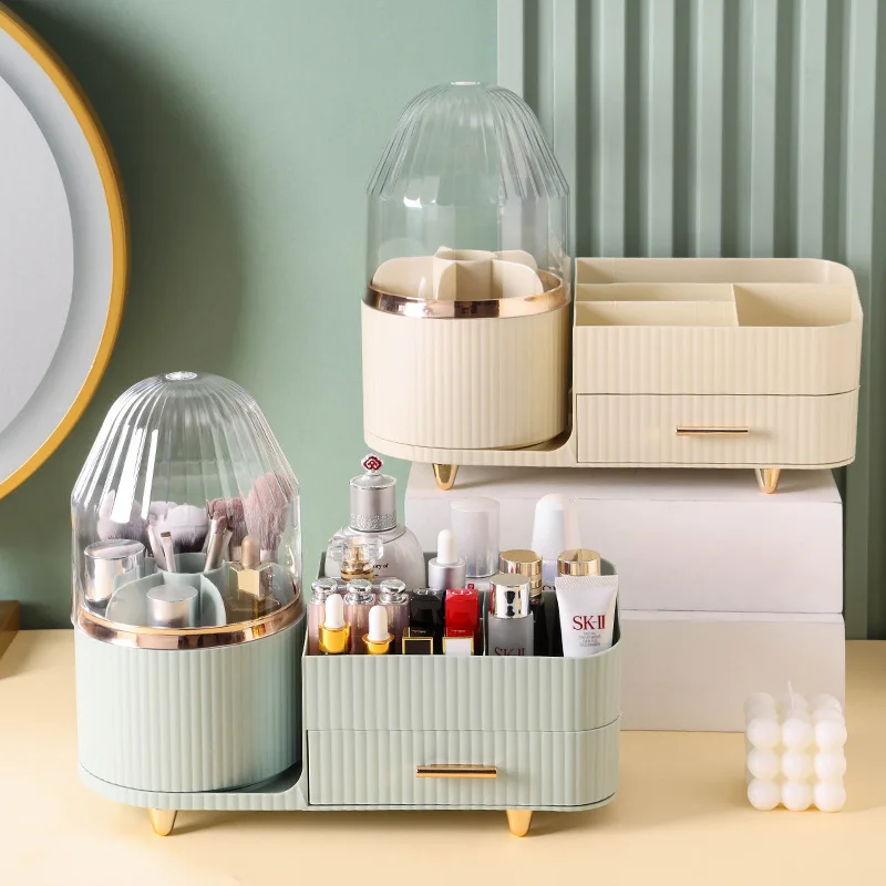 Desktop Makeup Organizer With Drawers Cosmetic Storage Box Makeup Brush Holder Eyeshadow Palette Organizer Container For Women