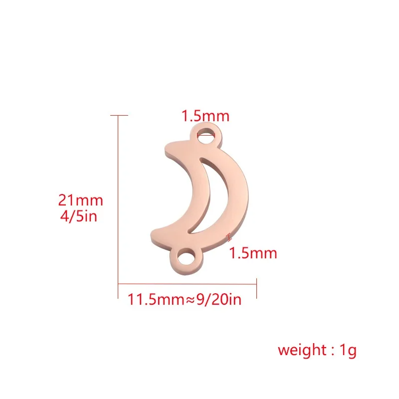 WZNB 4Pcs Crescent Moon Charms Double Hole Stainless Steel Pendant Connector for Jewelry Making Diy Earring Necklace Accessories