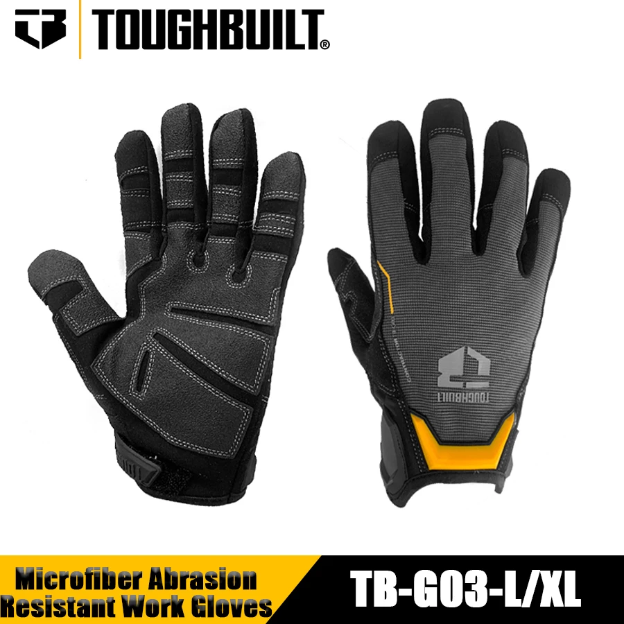 TOUGHBUILT TB-G03-L / TB-G03-XL Microfiber Abrasion Resistant Work Gloves Conteactor Heavy-duty Gloves Power Tool Accessories