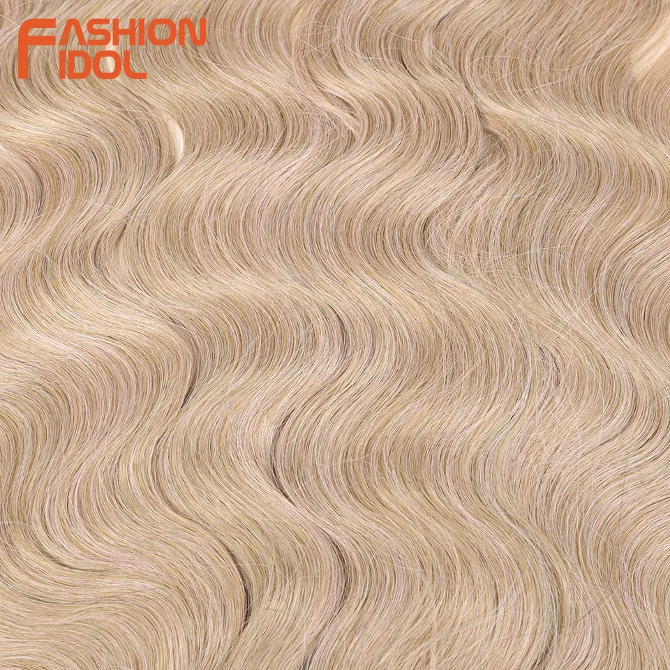 FASHION IDOL Body Wave Crochet Hair 24 Inch Soft Long Synthetic Hair Braids Ponytail Extensions Ombre Blue Green Hair Extensions