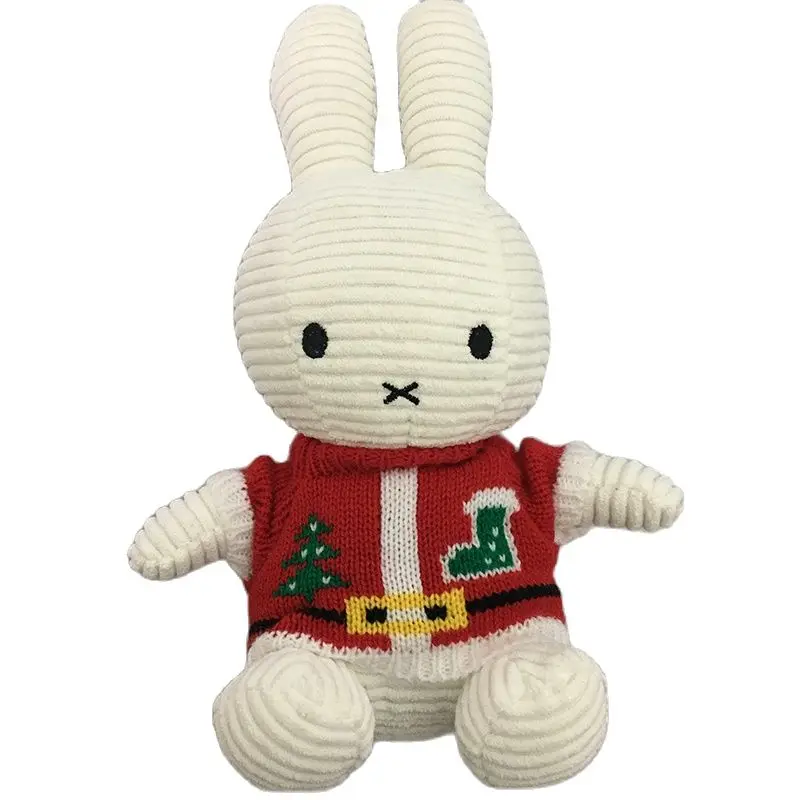 25cm White Rabbit Doll Toy with Clothes Kids Sleeping Back Cushion Cute Stuffed Bunny Baby Accompany Doll Companion Appease Toys