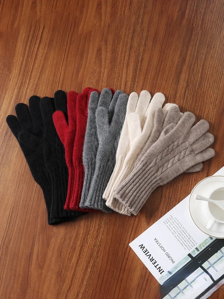 Women Wool Cashmere Gloves Cable Knit Touchscreen Finger Hole ”Don't buy, sold out!”