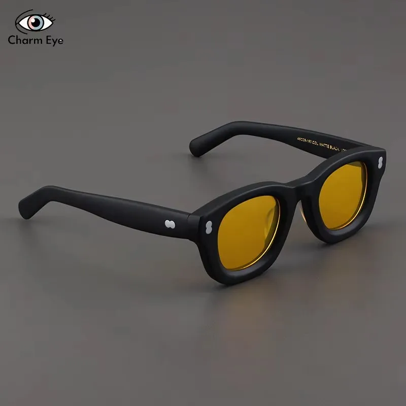 Men Sunglasses Fashion Luxury Retro High Quality Thick Acetate Circular Women Outdoor Travel Driving Polarized SUN GLASSES UV400