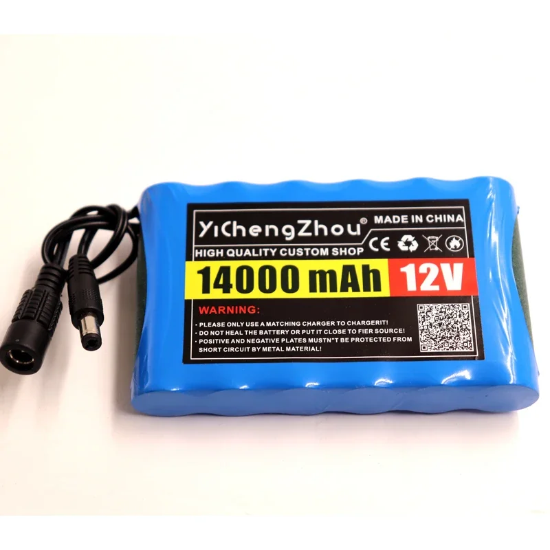 New 18650 12V 14000mah battery Rechargeable Lithium Ion battery pack capacity DC 12.6v 14Ah CCTV Cam Monitor + charger