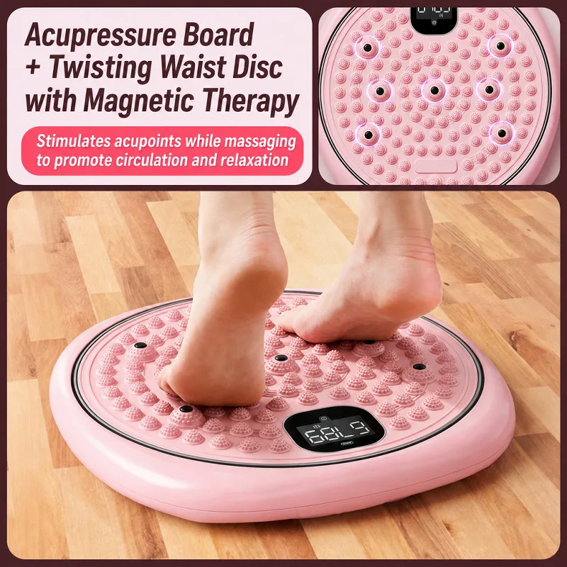 Home Waist Twister with Foot Sole Magnetic Stone Acupressure Smart Digital DisplayTwist Disc Fitness Daily Waist Training