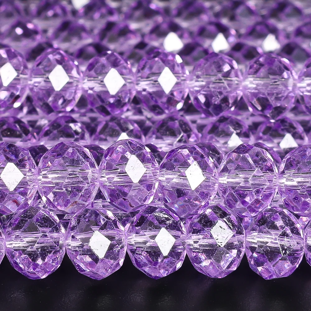 PURPLE FACETED RONDELLE BEADS 4MM 6MM 8MM AUSTRIA CRYSTAL GLASS BEADS JEWELRY MAKING DIY BRACELET NECKLACE WHEEL STRANDS