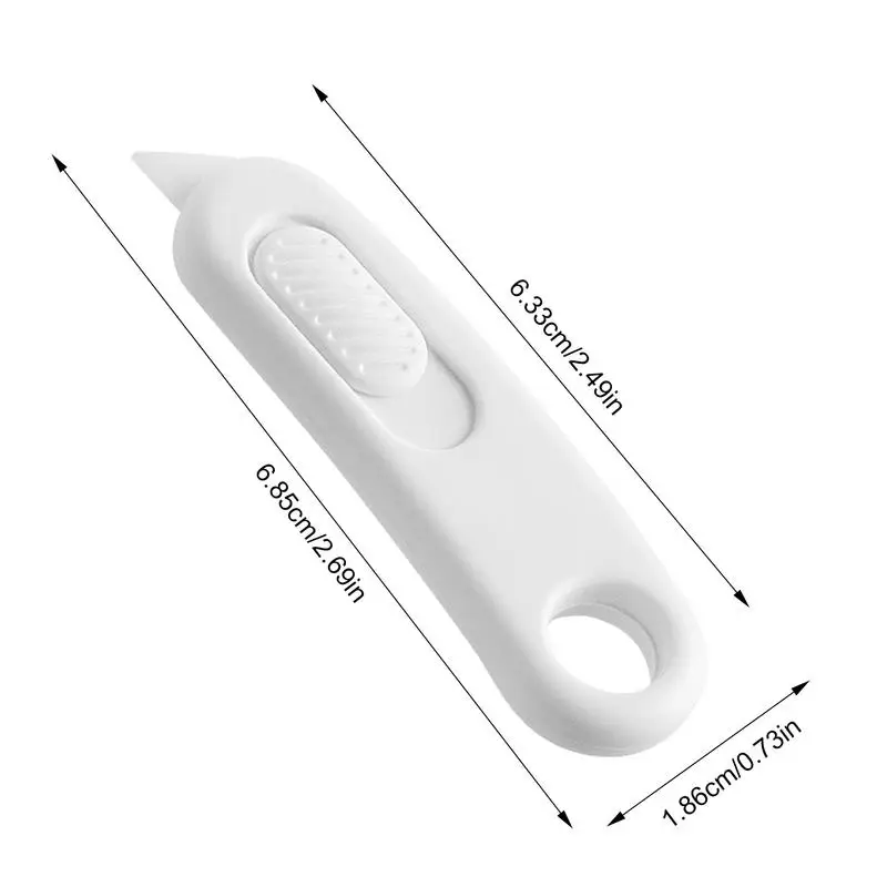 Portable Mini Ceramic Utility Knife Safe Blades Box Packaging Opener Cutting Tools with Keychain Hang Hole Locks Into Position