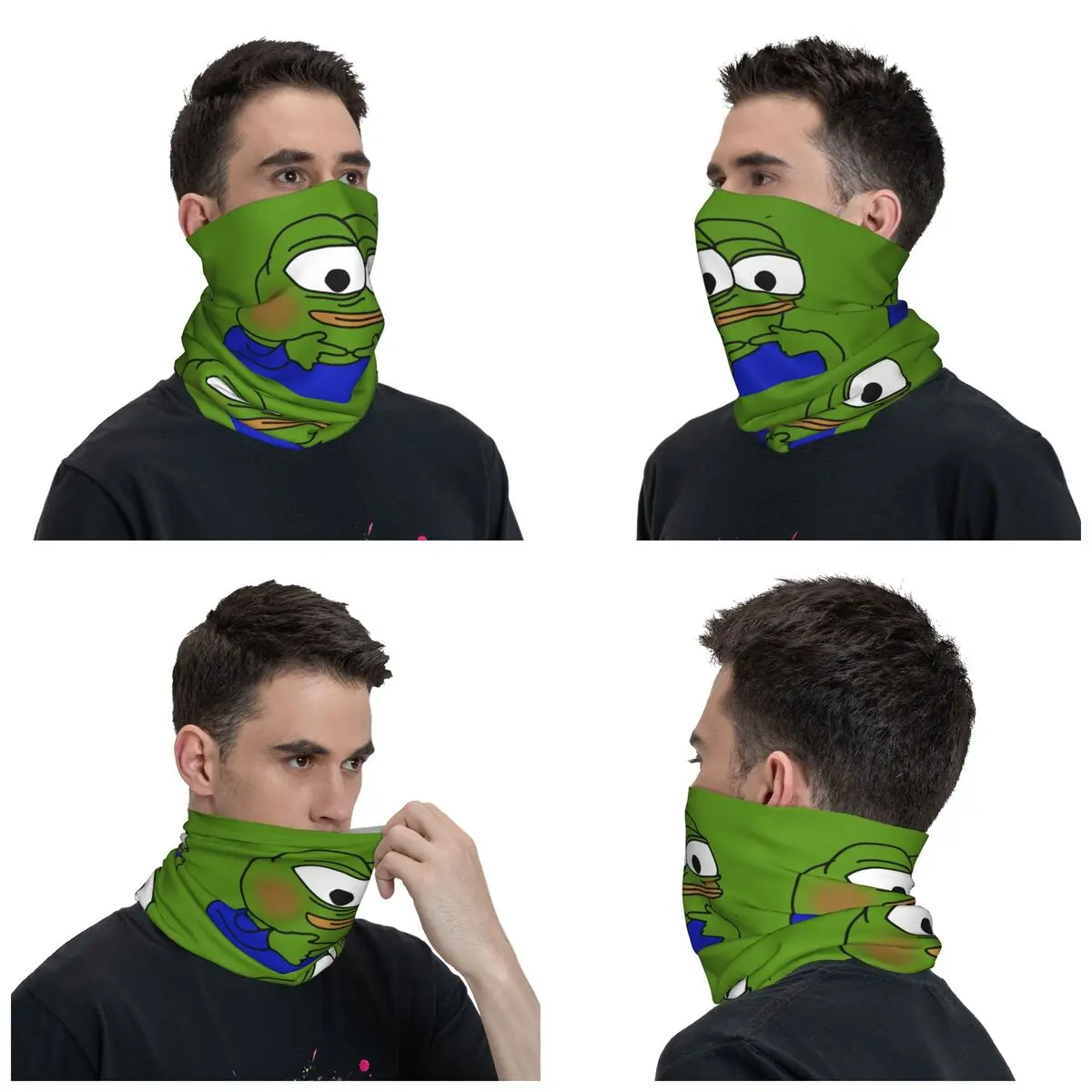 Pepe Sad Frog Meme Bandana Neck Warmer Women Men Winter Hiking Ski Scarf Gaiter Face Cover