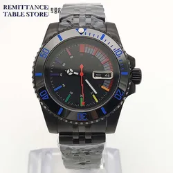 Men's Black Fashion Watch NH36 Calibre Sapphire Rainbow Aseptic Dial Water Resistant Crown Men's Automatic Mechanical Watch