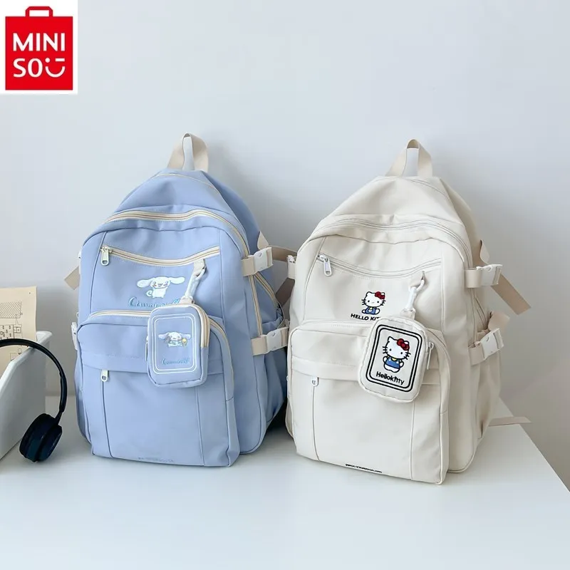 MINISO-Mochila de estudante Hello Kitty, viagem ao ar livre, lona de alta qualidade, fresca e versátil, novo, 2022