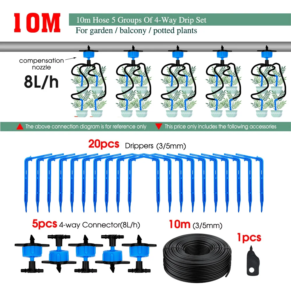 100-10M 4/2-Wege 8L Tropf Pfeil Bewässerung Sender Bewässerung System Tropfer Sprinkler Bewässerung Kit Topfpflanzung