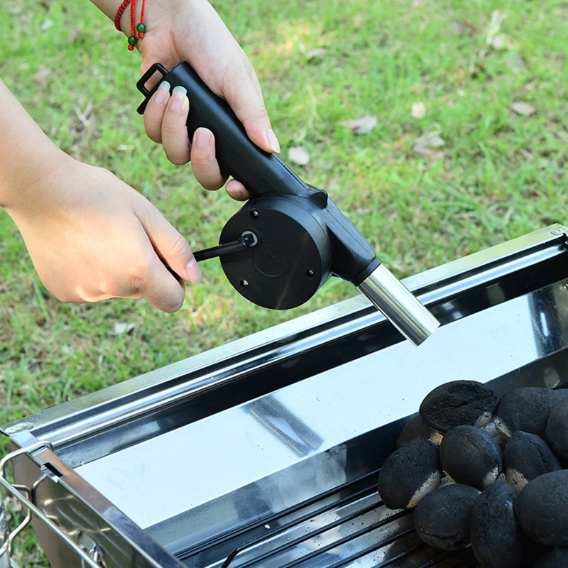 Hand Crank BBQ Fan Charcoal Blower Portable Barbecue Air Blower with Manual Handle Grill Barbecue Cooking Tool Durable 55KF