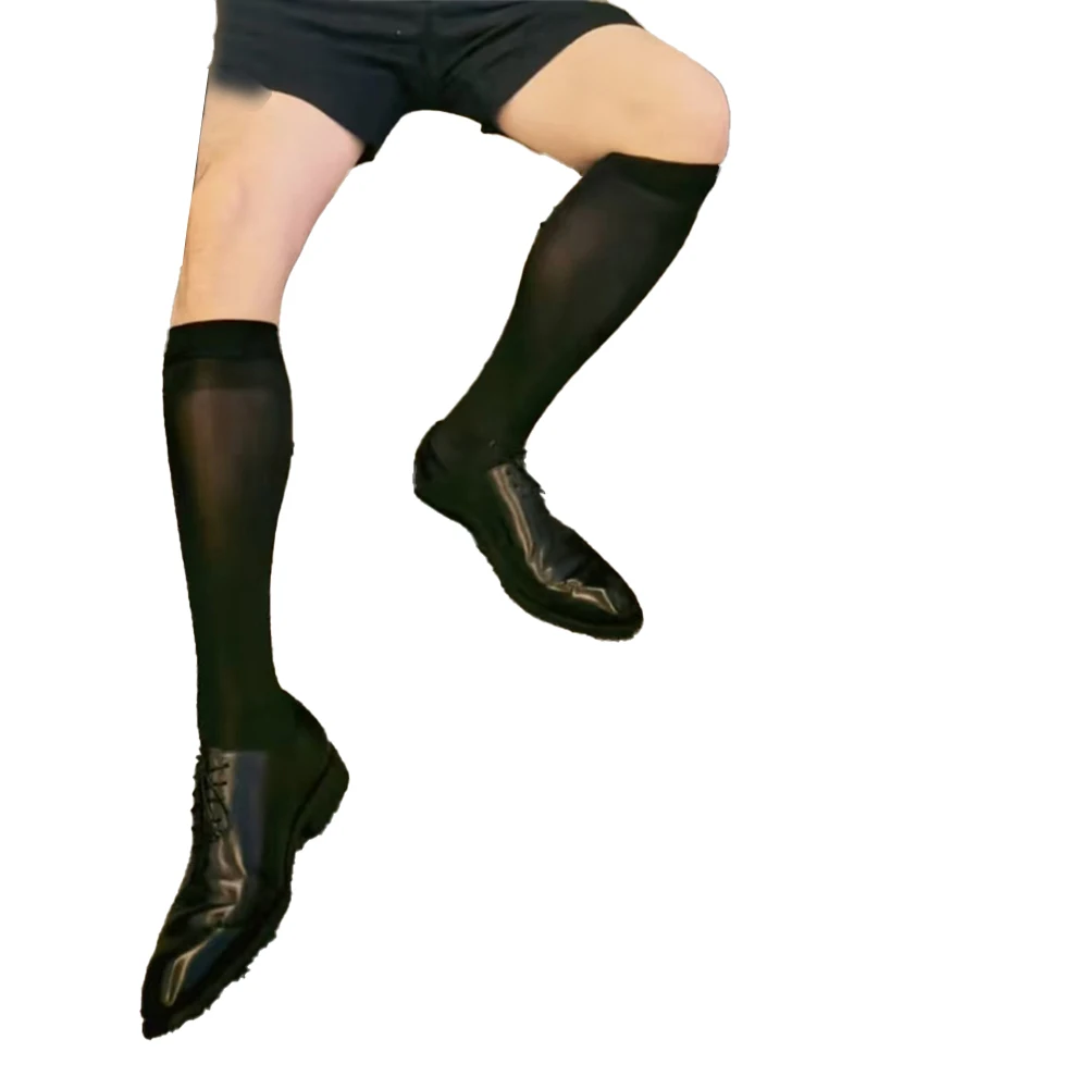 

Мужские стильные прозрачные чулки, тонкие масляные блестящие модельные носки, шелковистые удобные длинные носки, подходящие для ночного выхода