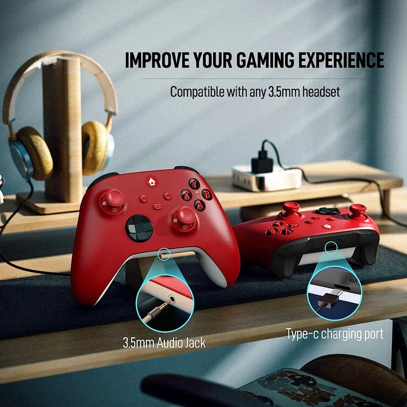 Беспроводной игровой контроллер-приемник для One, Series X/S, 2,4 ГГц для ПК с ОС Windows Геймпад Красный
