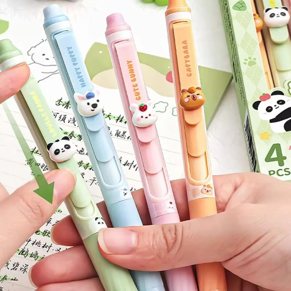 

4pcs Cartoon Cute Erasable Pens INS 0.5mm Erasable Gel Pen Black/Blue Ink Aesthetic Neutral Pen Writing Supplies
