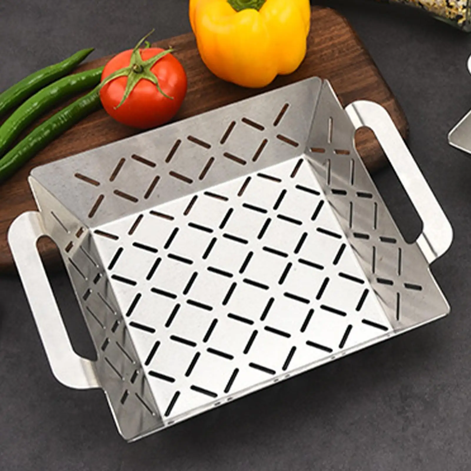 

Stainless Steel Grill Basket for BBQ Perforated Thicken Mesh Cooking Tool for Meat, Vegetables, Shrimp Outdoor Camping&Patio Use