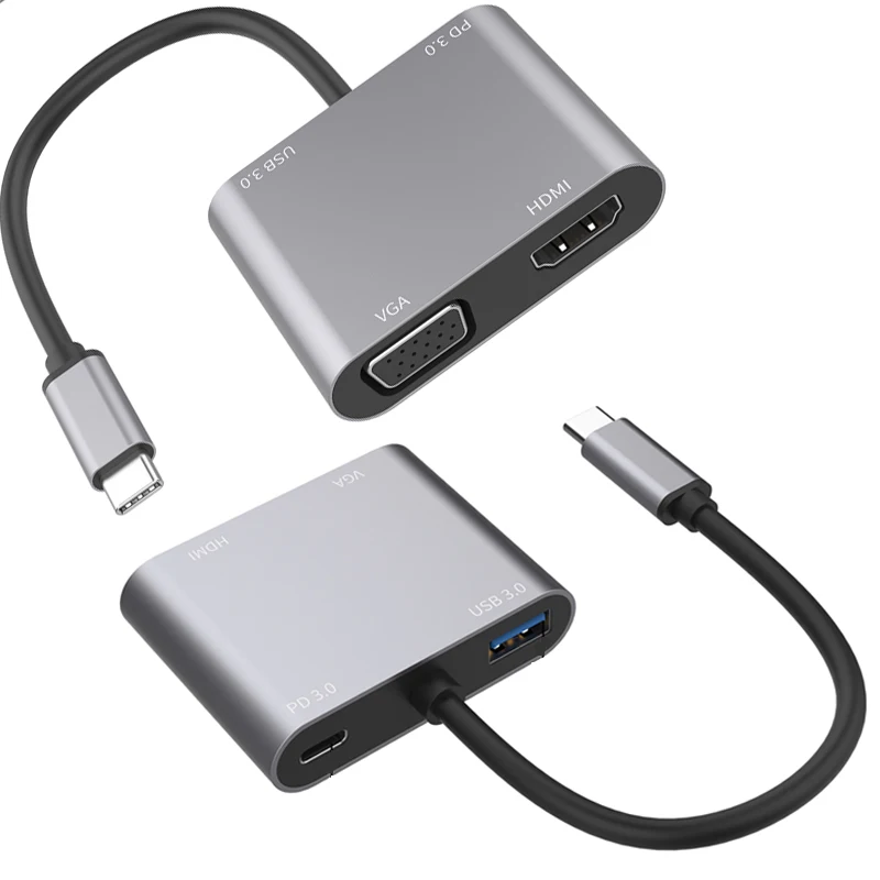 Usb-c to HDMI-compatible vga adapter Type-c converter USB to vga converter Extension Cable Multi-function Docking dock station
