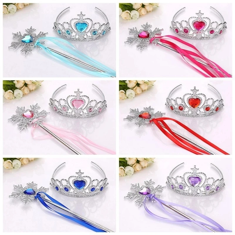 Elsa Anna Accessory Set Princess Costume Party Supplies Aurora Belle Sofia Magic Wand And crown Headwear For girls Gifts