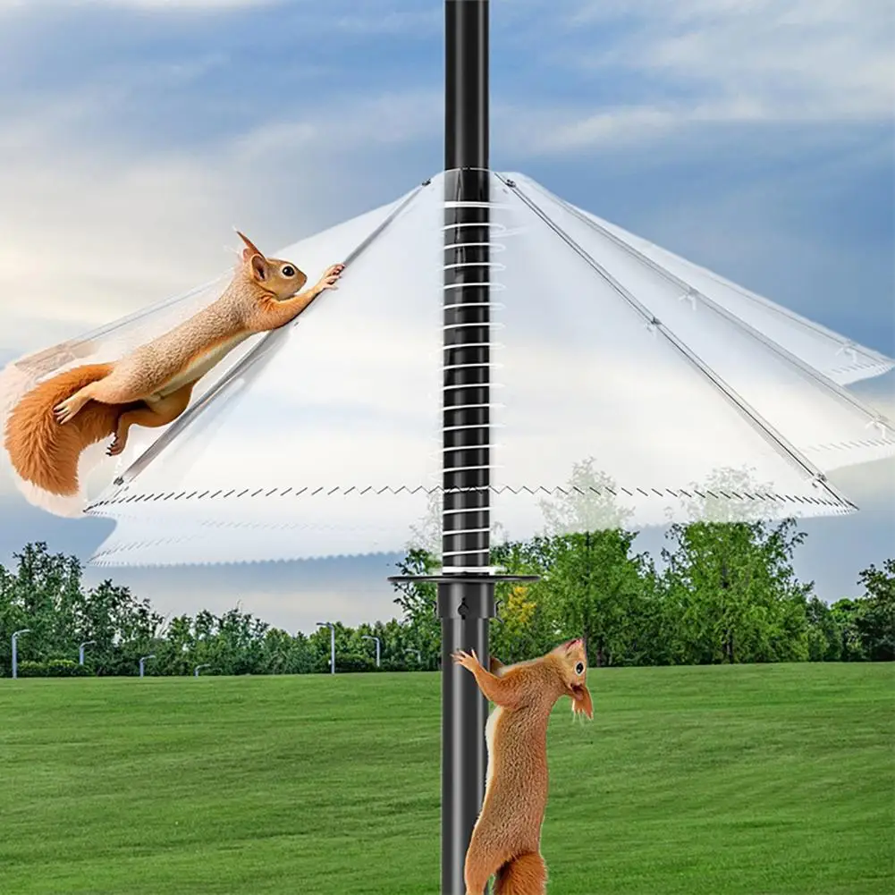Vertical Movement Squirrel Barrier Squirrel Proof Baffle for Bird Feeder Pole Stainless Steel Spring Squirrel Barrier Outdoor