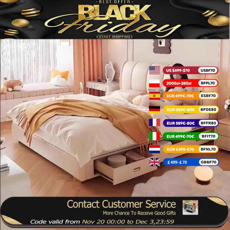 

Large Headboard Double Bed Space Organizer Italian High King Size Double Bed Full Size Storage Cama Dobravel Furniture Home