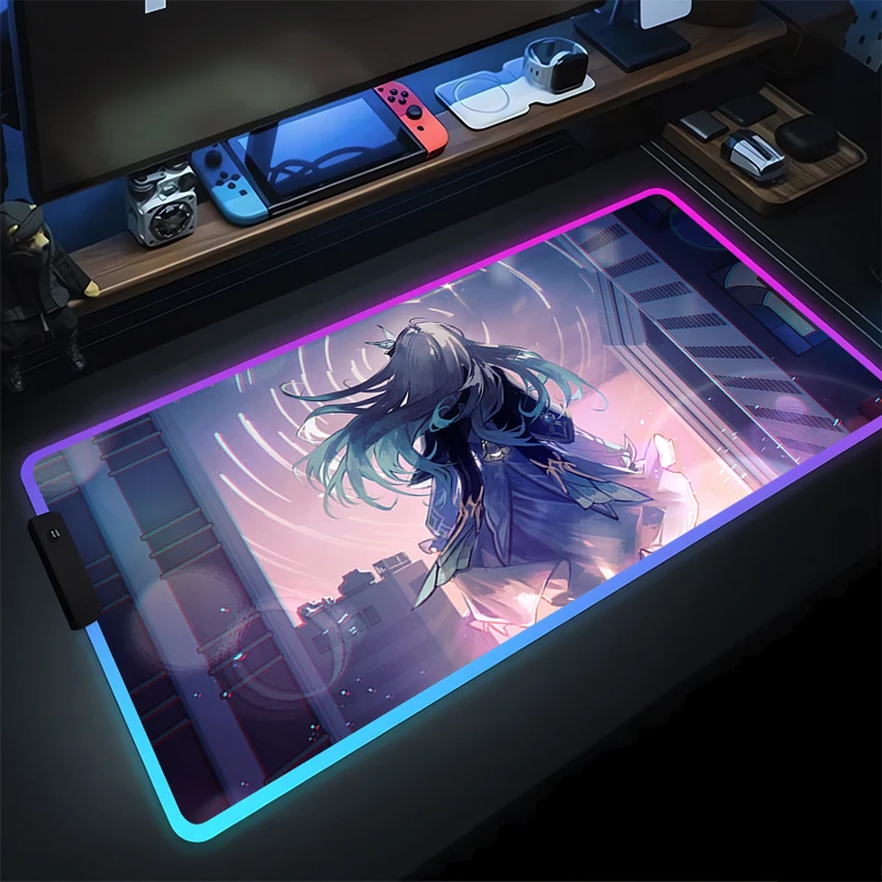 

Mouse Pad RGB PC Computer Gaming Accessories Anime Mousepad LED PC Luminous Desk Mat Honkai Star Rail Firefly Gamer Keyboard Pad