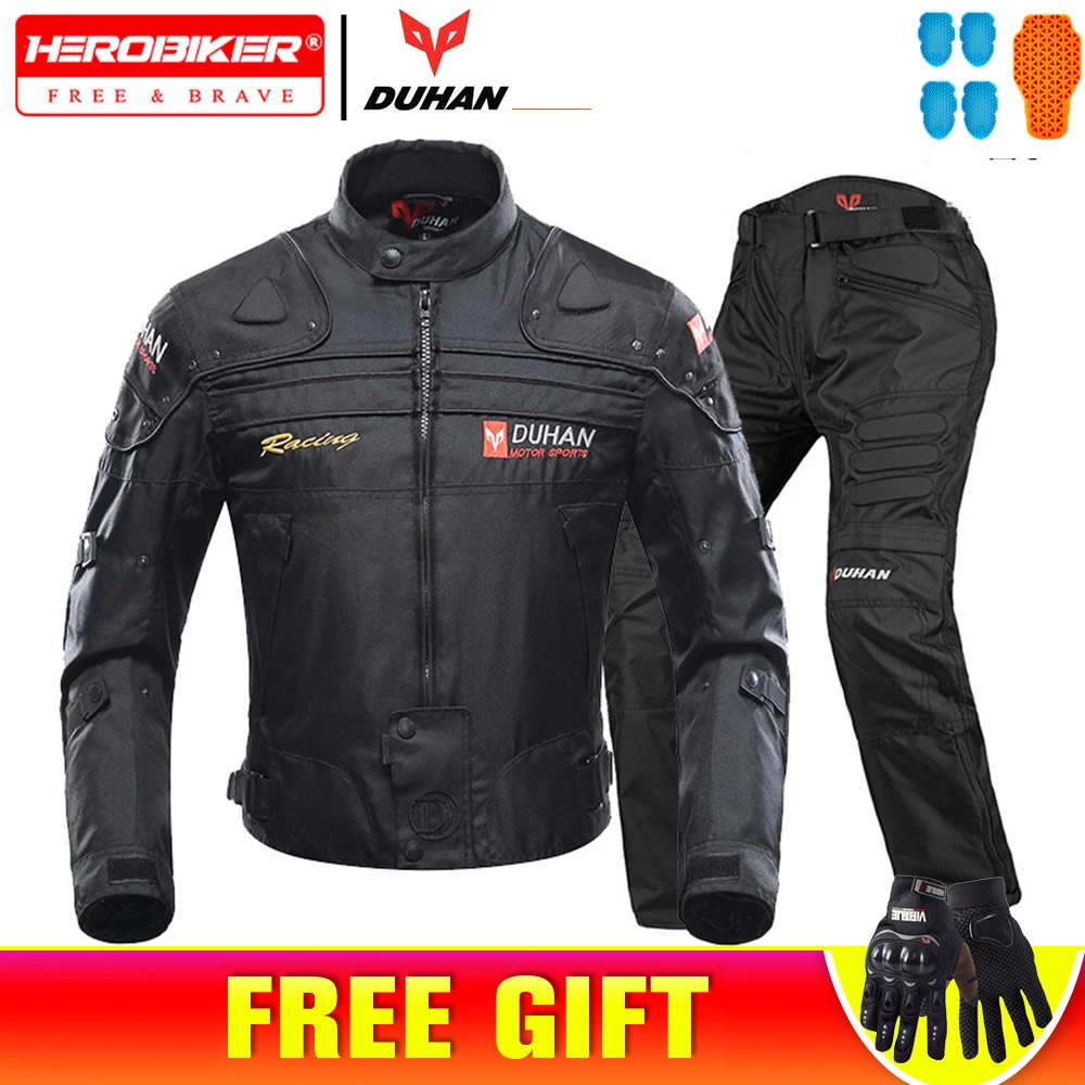 

DUHAN Motorcycle Jacket Protections Off-road Jersey Jacket+pants Keep Warm Men's Biker Jacket Waterproof Motocross Clothing