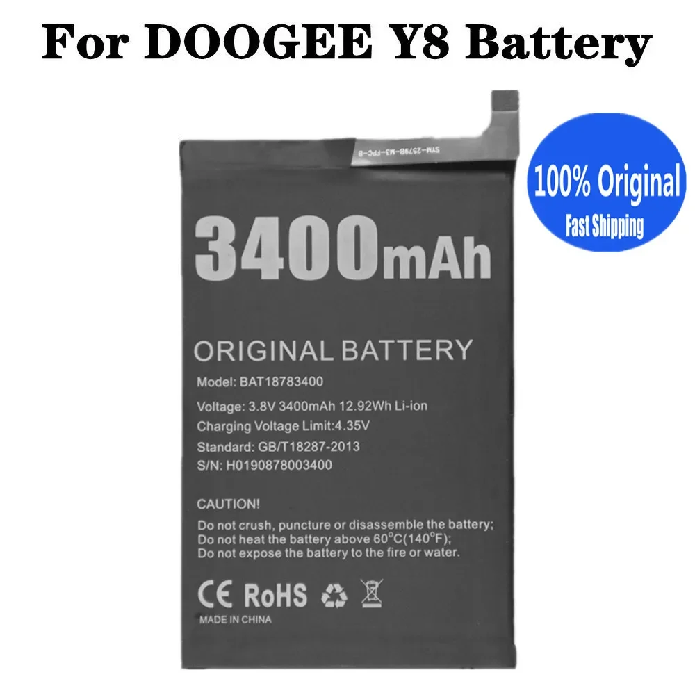 

Высококачественный аккумулятор Для Doogee Y8 Оригинальная батарея 3400 мАч мобильный телефон