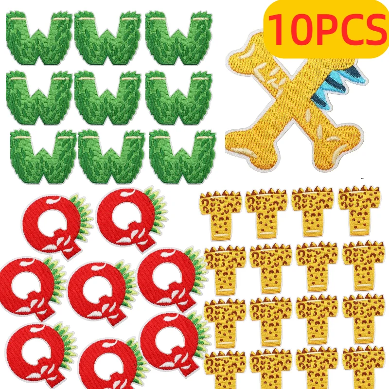 

Оптовая продажа: 10 шт. нашивок с вышивкой в виде динозавров и разноцветных букв, 26 английских алфавитных символов, термоклеевые, для самостоятельного декорирования одежды, оптом